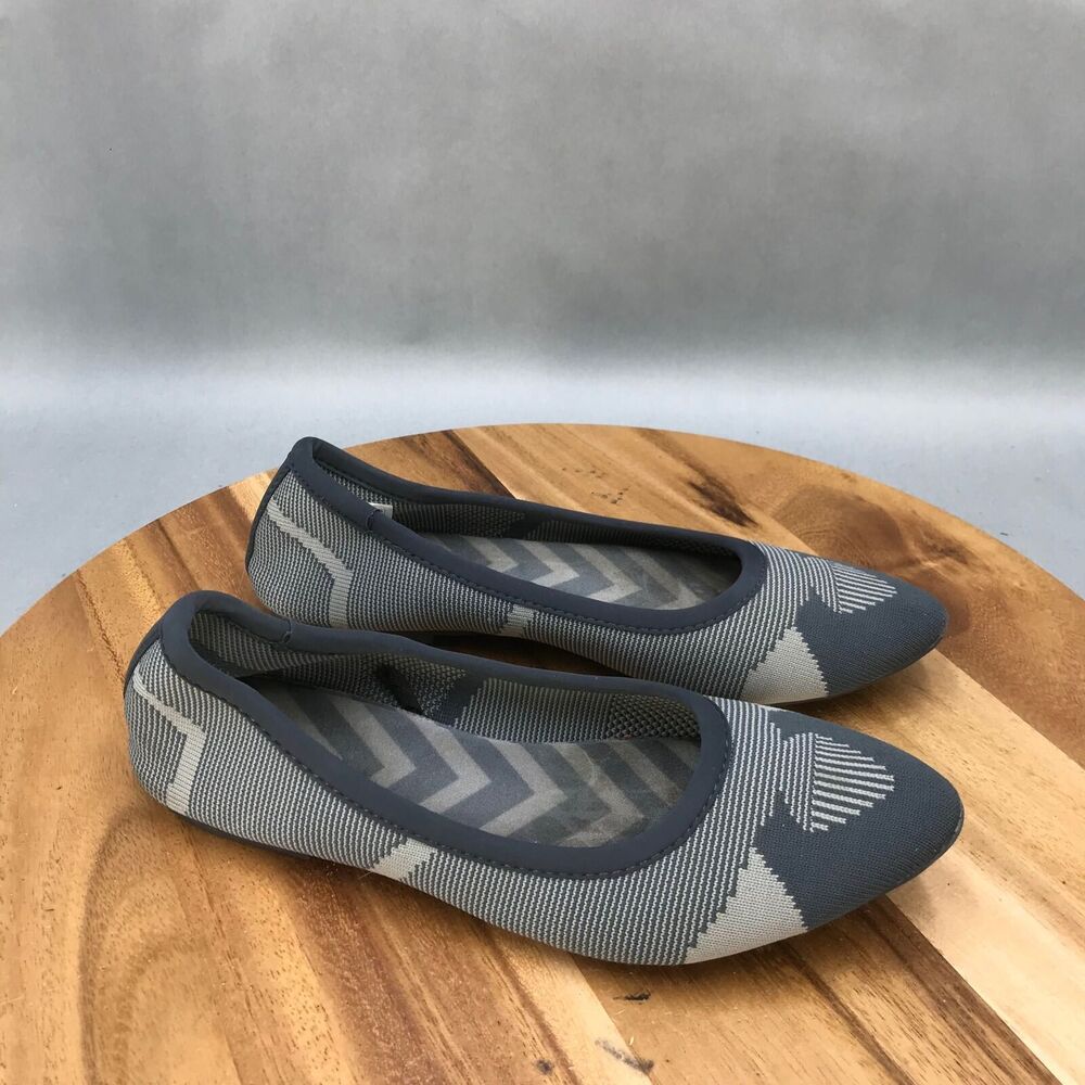 Skechers‎ Cleo Wham Ballet Flats Womens 9 Gray Knit Slip On Shoes
